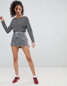 Wrangler Denim Mini Skirt With Raw Hem-gray