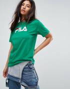 Fila Oversized Boyfriend T-shirt With Chest Logo - Green
