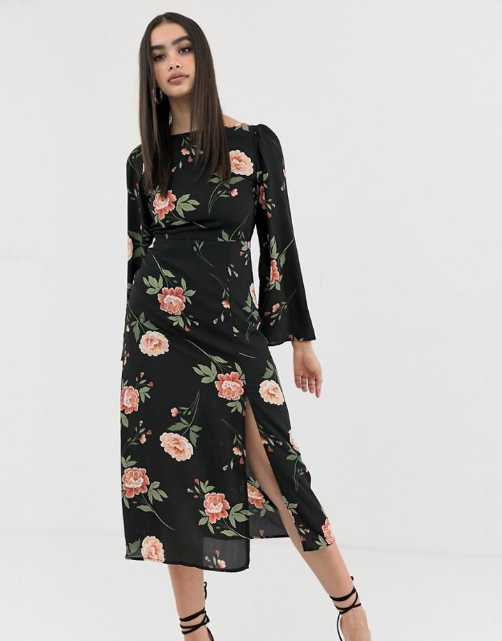 Fashion Union Backless Midi Dress - Black