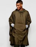 Asos Poncho With Front Pocket In Khaki - Khaki
