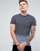 Threadbare Faded Ombre Stripe T-shirt - Navy