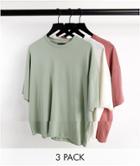 Asos Design 3 Pack Organic Oversized T-shirt-multi