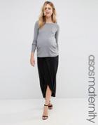Asos Maternity Wrap Maxi Skirt In Jersey - Black