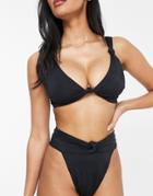 Asos Design Fuller Bust Recycled Mix And Match Square Neck Crop Bikini Top In Black