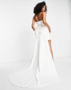 Ever New Bridal Strapless Bow Back Train Mini Dress In Ivory-white