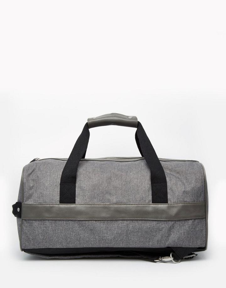 Asos Hybrid Carryall Backpack In Textured Canvas - Gray