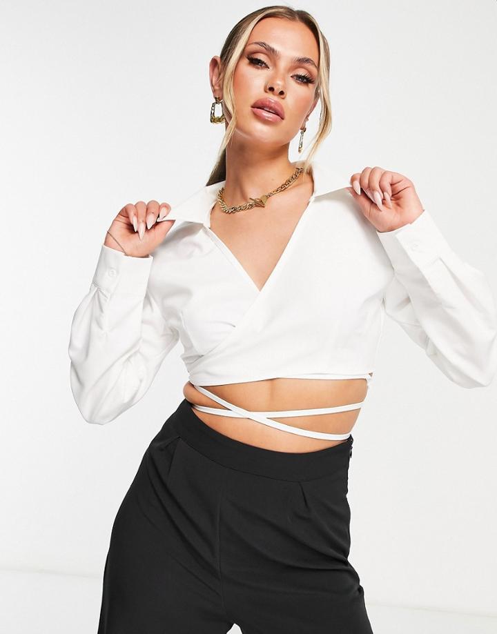 4th & Reckless Wrap Crop Shirt In White