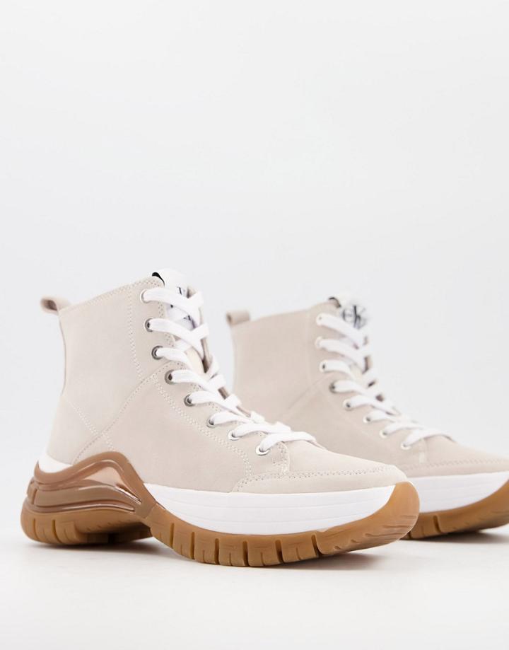 Calvin Klein Jeans Timotha Hi Top Chunky Sneakers In Stone-neutral