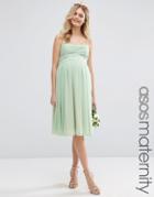 Asos Maternity Wedding Ruched Bandeau Midi Dress - Green