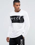 Nicce London Long Sleeve T-shirt With Rubberised Logo - White