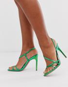 Asos Design Notorious Strappy Heeled Sandals In Green Metallic