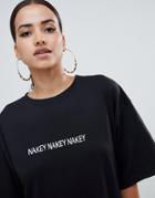 Missguided Nakey Slogan T-shirt Dress - Black