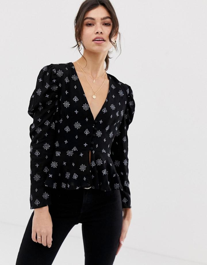 Stevie May Aftershow Printed Blouse-black
