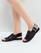 Asos Fleet Street Leather Flat Sandals - Black