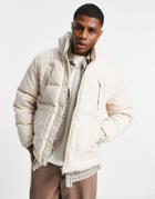 Tommy Jeans Cord Mix Puffer Jacket In Stone-neutral