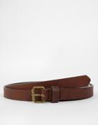 Asos Super Skinny Belt In Brown Faux Leather - Brown