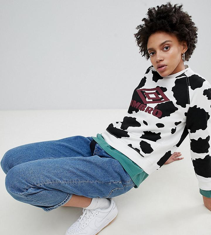 Umbro Sweatshirt With Logo In Cow Print - Black