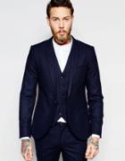 Noak Suit Jacket With Lux Tonal Print In Super Skinny Fit - Navy