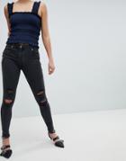 Parisian Skinny Jeans With Rip Detail - Gray