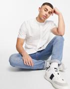 Topman Premium Short Sleeve Stripe Oxford Shirt In White