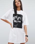 Asos T Shirt Dress With Shady Print - White