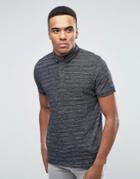 Jack & Jones Polo Shirt With Contrast Collar And Fleck Detail - Black