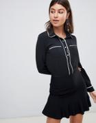 Boohoo Contrast Piping Shirt In Black - White