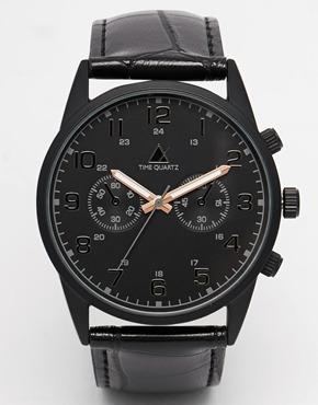 Asos Watch In Black With Rose Gold Hands - Black