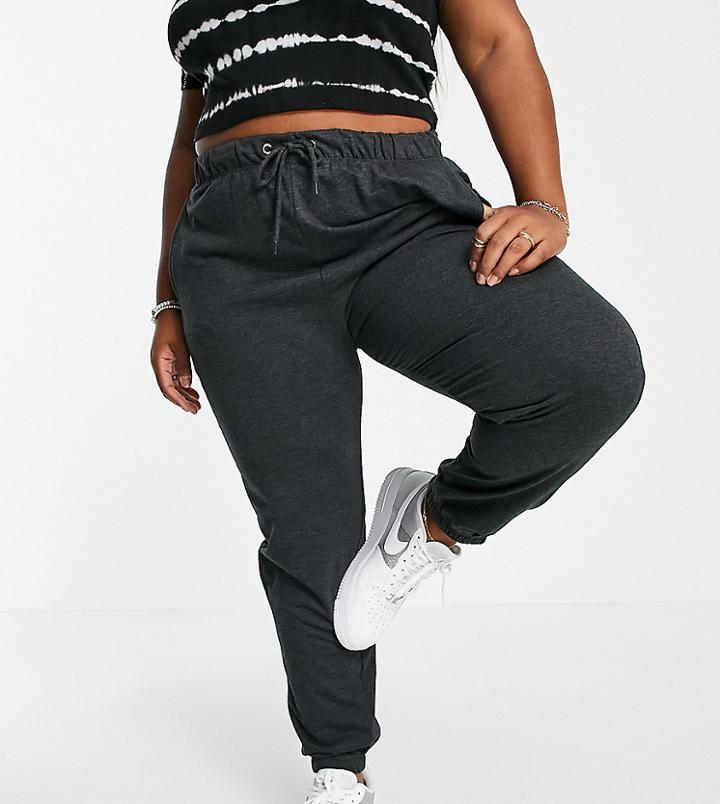 Brave Soul Plus Krista High Waisted Sweatpants-grey