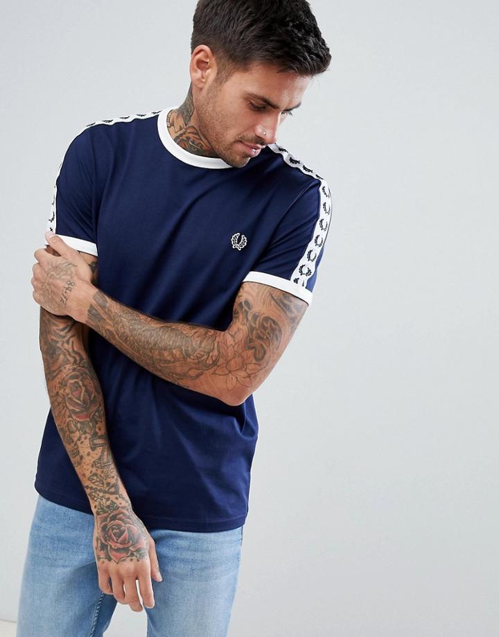 Fred Perry Sports Authentic Taped T-shirt In Navy - Navy