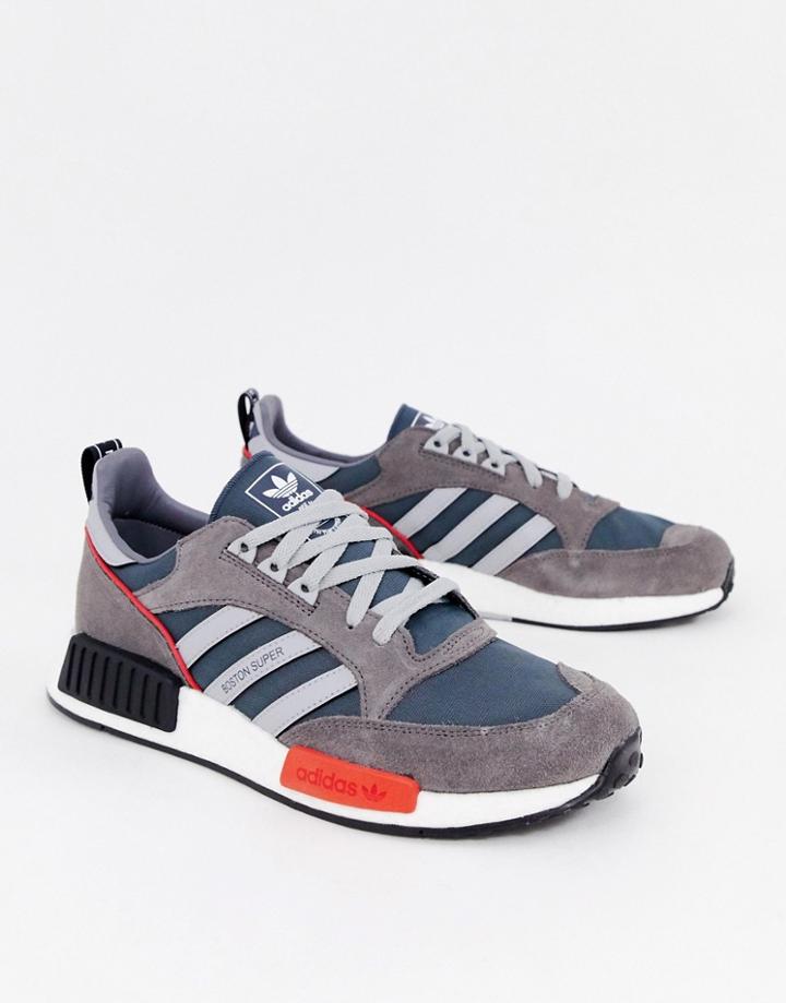 Adidas Originals Never Made Boston Super Limited Edition Sneakers In Gray Suede - Gray