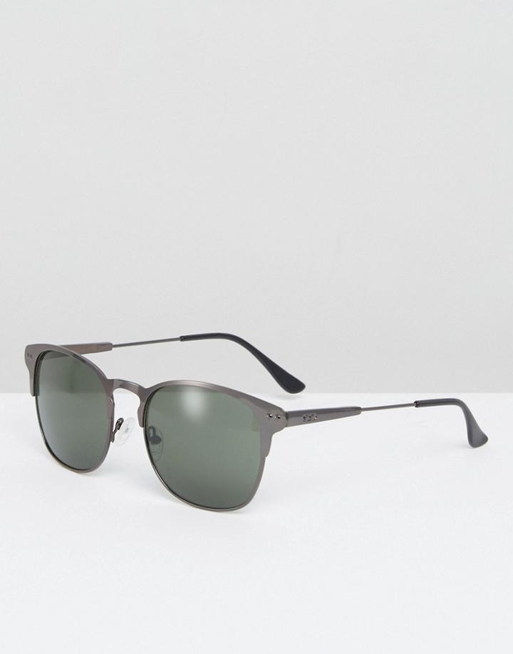 Asos Retro Sunglasses In Gunmetal - Black