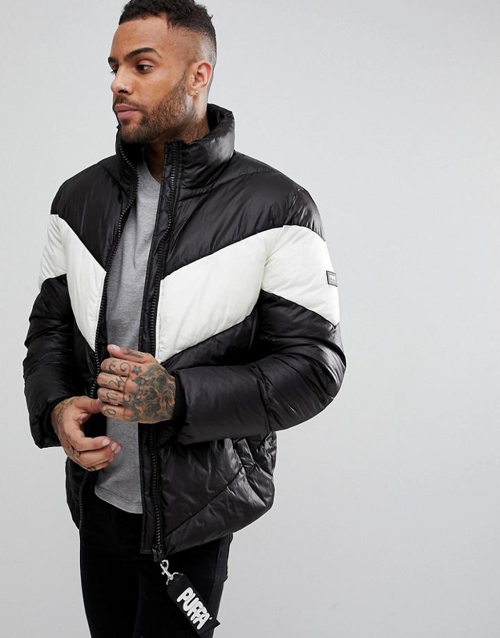 Puffa Chevron Padded Coat - Black