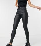 Topshop Tall Jamie Skinny Jeans In Coated Black
