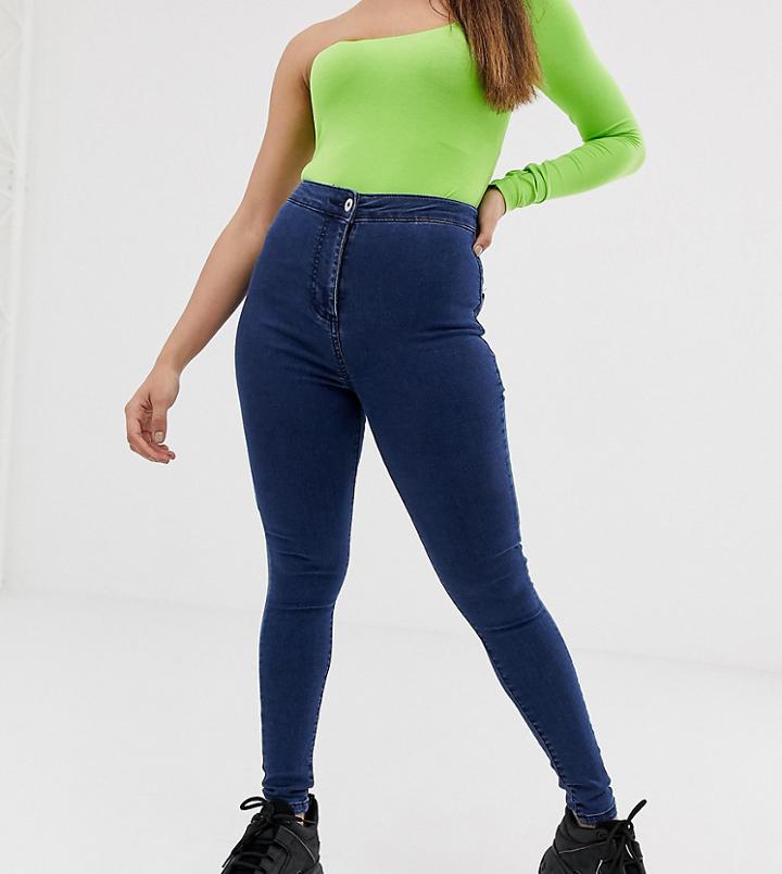 Collusion Petite X002 Super Skinny High Waist Jean In Dark Wash Blue