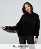 Y.a.s Tall Fringe Detail Sweater - Black
