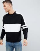 Asos Design Oversized Sweatshirt In Black With Color Blocking - Black