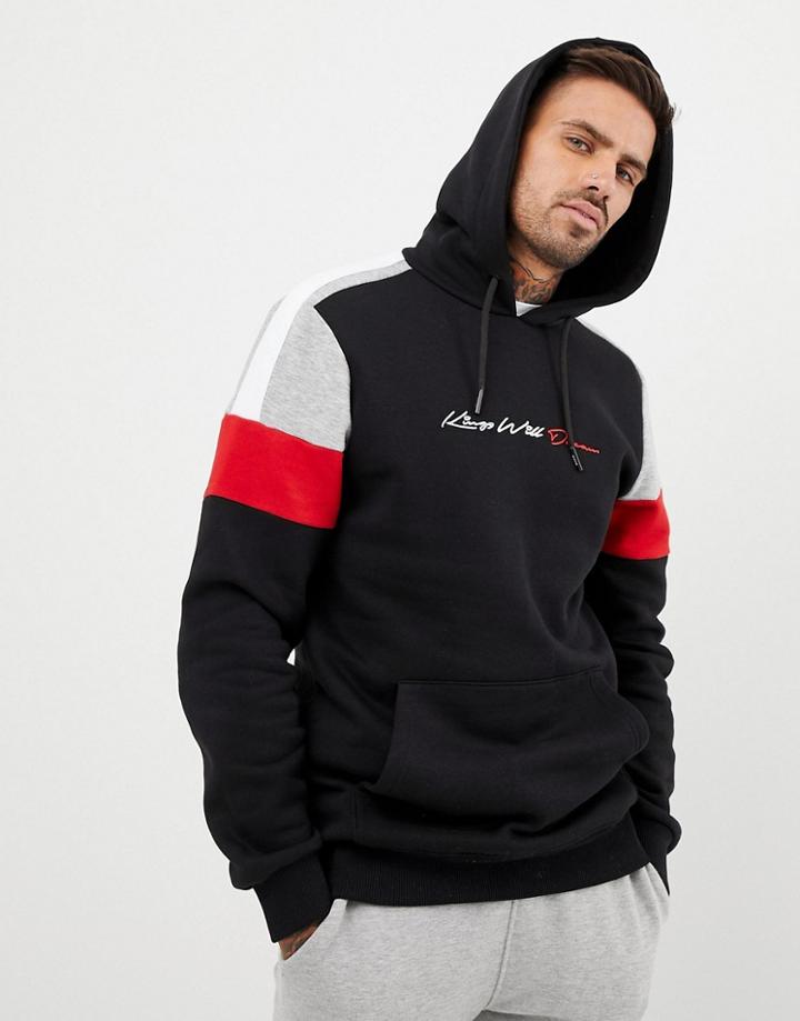 Kings Will Dream Hoodie With Side Stripes In Black - Black