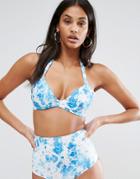 Asos Fuller Bust Mix And Match Hidden Underwire Bikini Top In Wave Pri