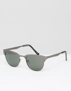 Asos Retro Sunglasses In Gunmetal - Silver