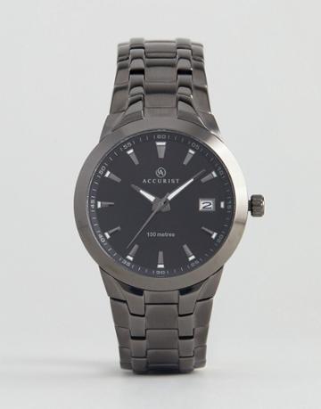 Accurist 7178.01 Bracelet Watch In Gunmetal - Silver