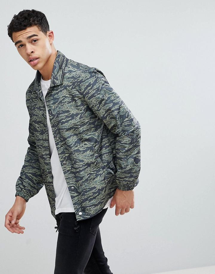 Boohooman Jacket With Tiger Print In Khaki - Green