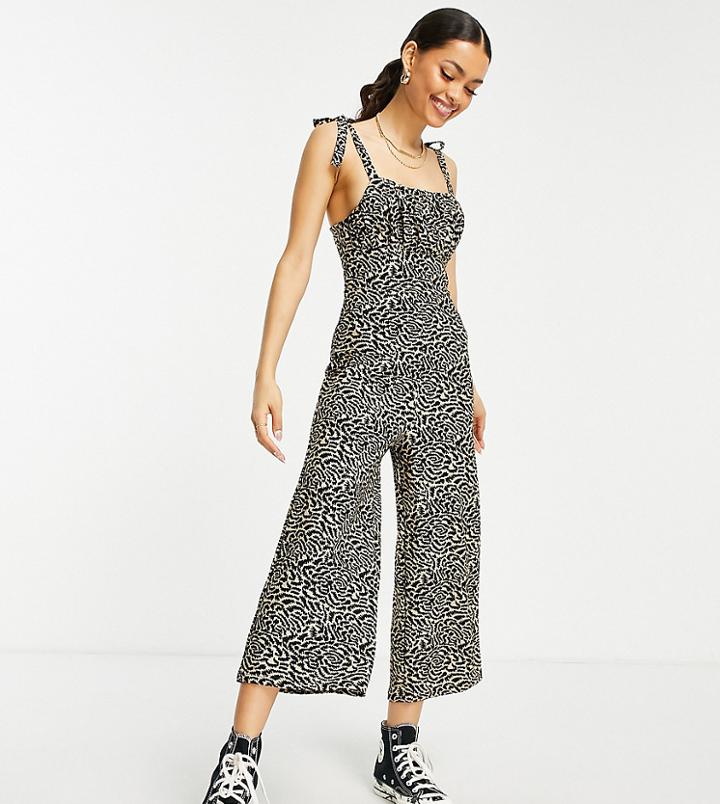 Topshop Petite Jersey Jumpsuit In Squiggle Print-multi