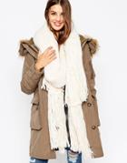 Asos Oversized Fringe Scarf - Cream