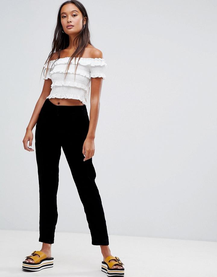 New Look Velvet Slim Leg Pants-black