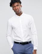 Asos Cotton Shirt With Button Down Collar In Regular Fit - White