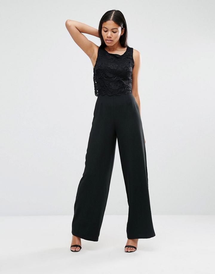 Love Lace Top Jumpsuit - Black
