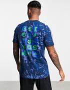 Adidas Training 3 Stripe Tie Dye T-shirt With Back Print In Blue-blues