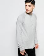 Brooklyn Supply Co Long Sleeve Henley Raw Edge Distressed Gray Marl - Gray Marl