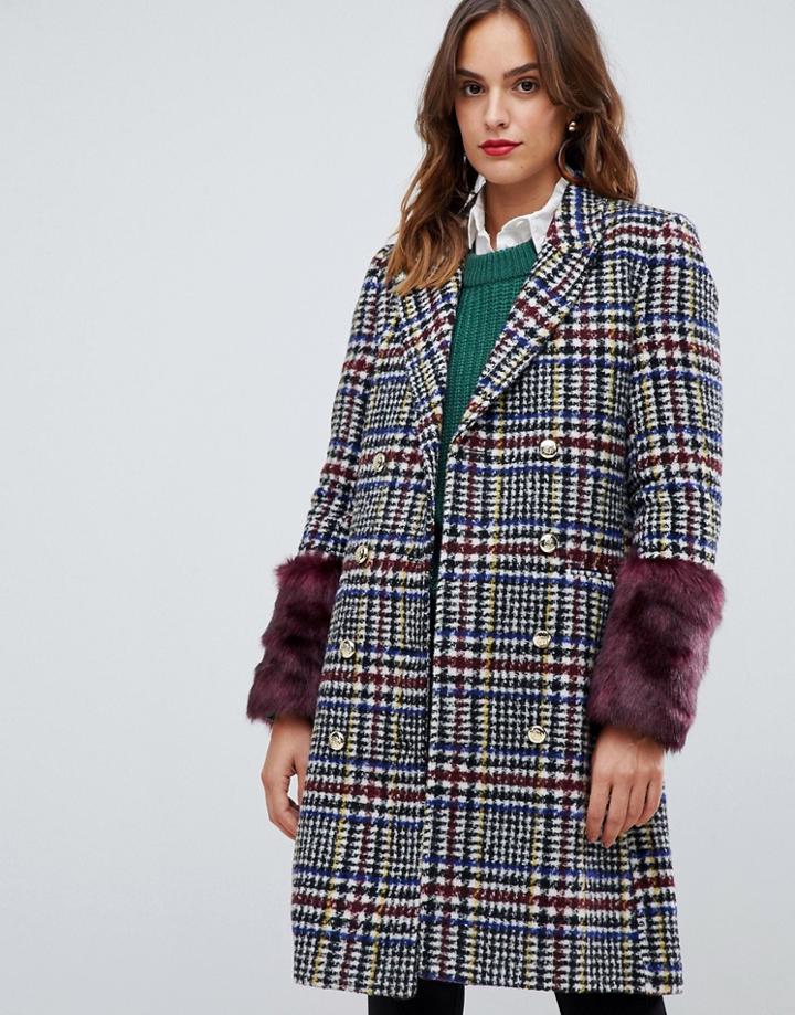 Y.a.s Heritage Fur Trimmed Coat - Multi